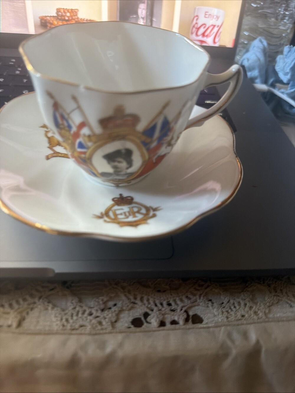 Queen Elizabeth Coronation Tea Cup & Saucer June 2 1953 Royal Stuart Bone China